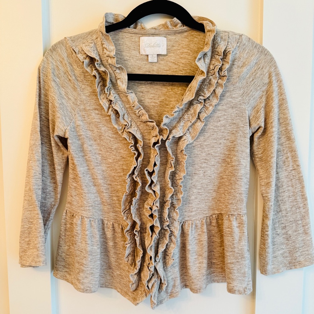 Ruffled Tan Cardigan